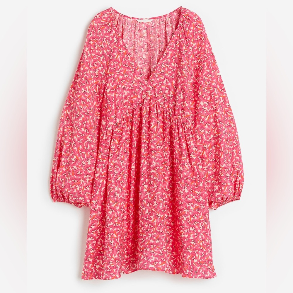 H&M Vibrant Pink Floral A-Line Dress